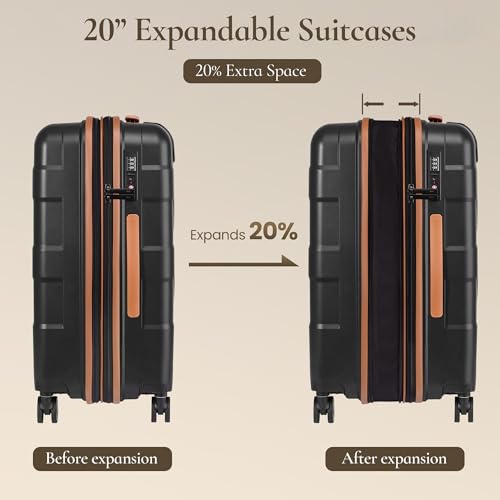 TILYMOL Luggage Sets 3 Piece with Spinner Wheel, Hardside Suitcase Set with TSA Lock, Expandable Lightweight Travel Luggage for Men and Women, Blue