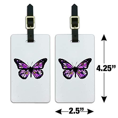 Butterfly with Flowers Luggage ID Tags Suitcase Carry-On Cards - Set of 2