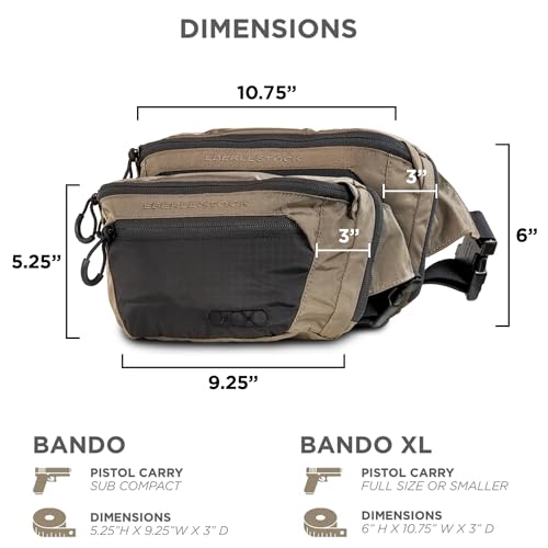 Eberlestock Bando Bag - Tactical Mens Fanny Pack w/Adjustable Waist Belt, Zippered Pockets, Compact Lightweight Belt Bag, Everyday Hip Pouch for Travel Outdoor Running Hunting, Black