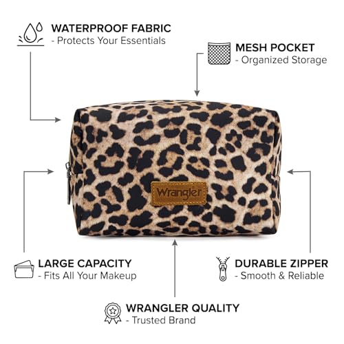 Montana West X Wrangler Travel Makeup Bag Waterproof Cosmetic Bag Portable Makeup Pouch for Women Large Toiletry Bag