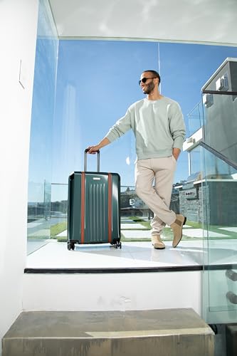 Ricardo Beverly Hills Montecito 2.0 Hardside with Dual Spinning Wheels, Expandable with Comfort Grip for Easy Packing and Moving, Men and Women, Hunter Green, Check-In Medium 25-Inch