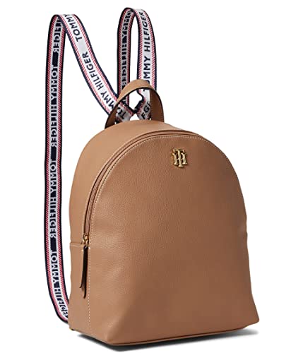 Tommy Hilfiger Adrienne II Small Dome Backpack Pebble PVC Basket Brown One Size