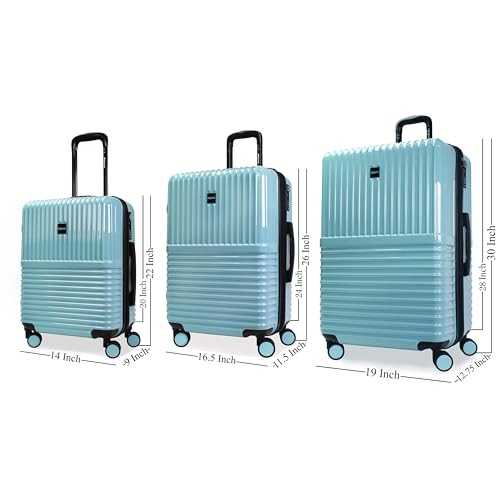 World Traveler Dejuno Tonal 3-Piece Polycarbonate Lightweight Hardside Expandable Spinner Luggage Set with TSA Lock - Glacier