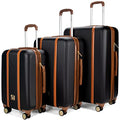 Badgley Mischka Mia 3 Piece Expandable Retro Luggage Set (Black)