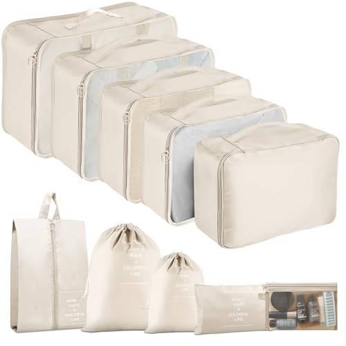 Packing Cubes for Travel-10 Set Luggage Organizer Bags for Family, Mesh Breathable Packing Cubes for Suitcases Durable Travel Essentials Bags Set