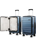 LUGGEX Checked Luggage Top Opening, FLT Expandable Polycarbonate Hard Shell Suitcase with Wheels (FX-Core, Blue, 24 Inch, 63L-70L)