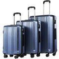 Coolife Luggage 3 Piece Set PC+ABS Hardshell Suitcases with TSA Lock, Spinner Lightweight (ice blue, 3 piece set)