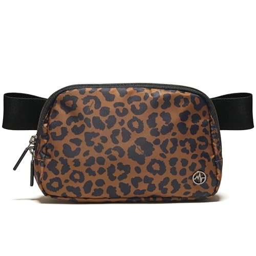 Pander Two Way Zipper Fanny Pack Nylon Everywhere Belt Bag for Women, Water Repellent Waist Packs, Crossbody Bags with Adjustable Strap (Midnight Leopard)