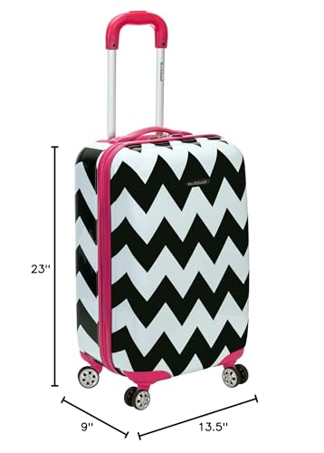 Rockland Safari Hardside Spinner Wheel Luggage, Pink Chevron, Carry-On 20-Inch