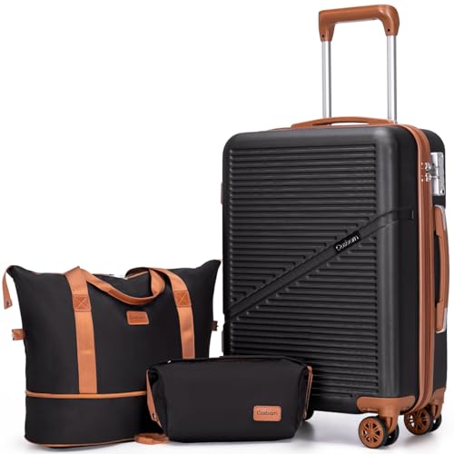Cosbarn Carry On Luggage Set 22x14x9 Airline Approved, 3 Piece 20 Inch Lightweight ABS Hardside Suitcases with Wheels and TSA Lock, Durable Waterproof Travel Suitcase for Men Women