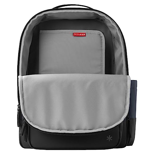 Skip Hop Diaper Bag Backpack: Flex, Multi-Function Baby Travel Bag with Changing Pad & Stroller Attachment, Blue