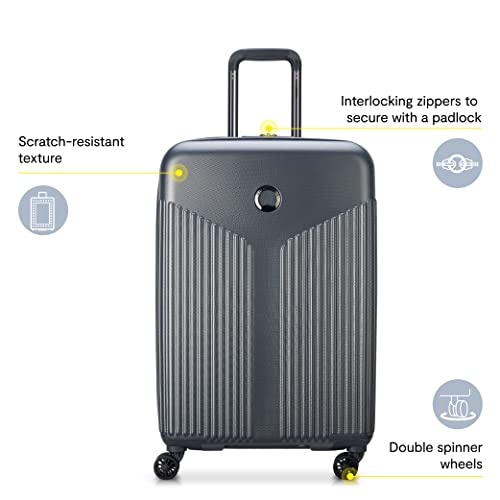 DELSEY PARIS Comete 3.0 Hardside Expandable Luggage with Spinner Wheels, Blue, Checked-Large, 28 Inch