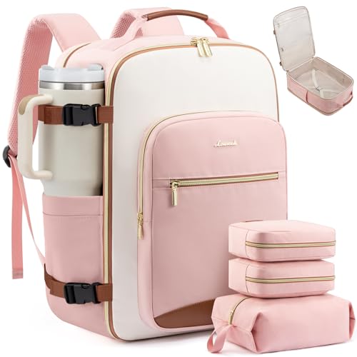 LOVEVOOK Large Travel Backpack for Women & Men, 40L Carry on Backpack for Airplanes, TSA Personal Item Travel Bag fits 17" Laptop, Waterproof Travel Essentials Airline Approved with 3 Packing Cubes
