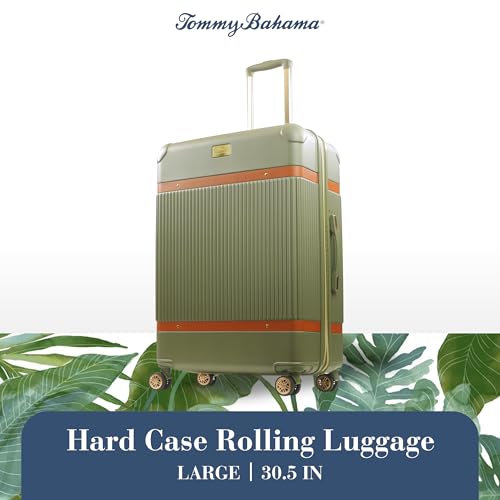 Tommy Bahama 30.5 Inches Rolling Luggage, Hard-Sided Suitcases with Spinner Wheels, Olive