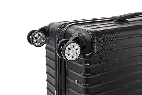Rockland Costa Mesa 3 Piece Luggage Set, 2 Piece Hard Case Upright Luggages with Spinner Wheels and a 14" Polyester Tote Bag, (20"/24"/14" Tote), Black