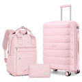 TRIPLAYER Carry On Luggage 22x14x9 Airline Approved, 22 Inch PP Hardshell Luggage Carry-on Suitcase with Spinner Wheels, Carry On Suitcase Set for Women (Pink)