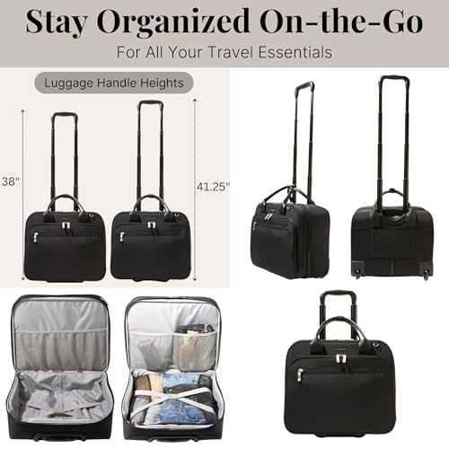 Baggallini 2 Wheel Tote Luggage - Lightweight Travel Weekender Carry-On