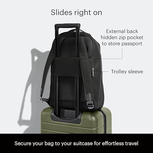 Away The Everywhere Zip Backpack - Personal Item Airline Approved Backpack with 16” Padded Laptop Sleeve, Water Bottle Pocket, Interior and Exterior Pockets - Fits Up to 16-Inch Laptops - Jet Black