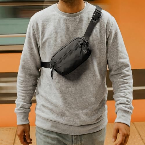 tomtoc 1.5L Sling Bag with RFID Blocking, Crossbody Bag Minimalist Chest Shoulder Pack for Men and Women, Water-resistant Lightweight Casual Waist Fanny Pack for Travel, Daily Use