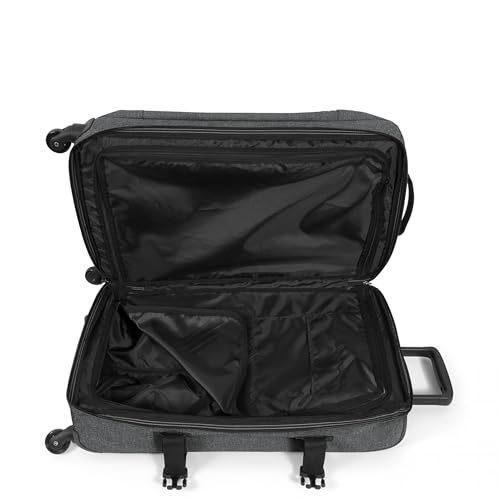 EASTPAK TRANS4 S – 44L Small Cabin Wheeled Luggage, Two Compartments, TSA Lock, 360° Spinner Wheels, and Telescopic Handle, Black Denim