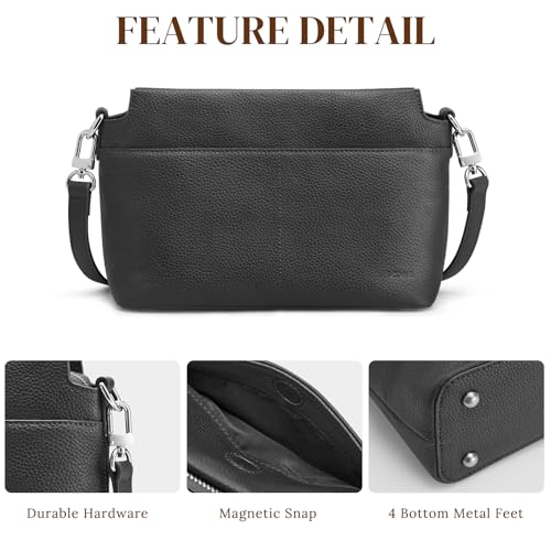 S-ZONE Crossbody Bags for Women Genuine Leather Purses Small Shoulder Bag Designer with Adjustable Strap