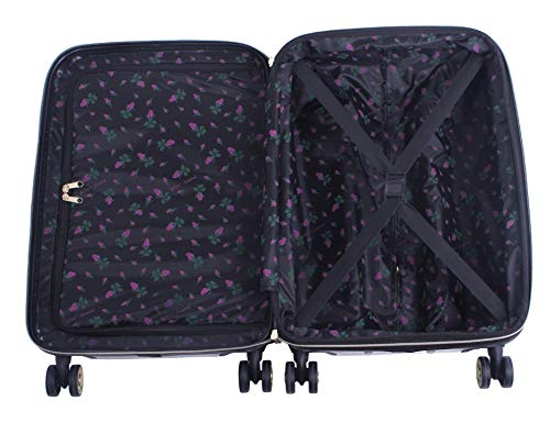 Betsey Johnson Designer Luggage Collection - Expandable 3 Piece Hardside Lightweight Spinner Suitcase Set - Travel Set includes 20-Inch Carry On, 26 inch and 30-Inch Checked Suitcase (Covered Roses)