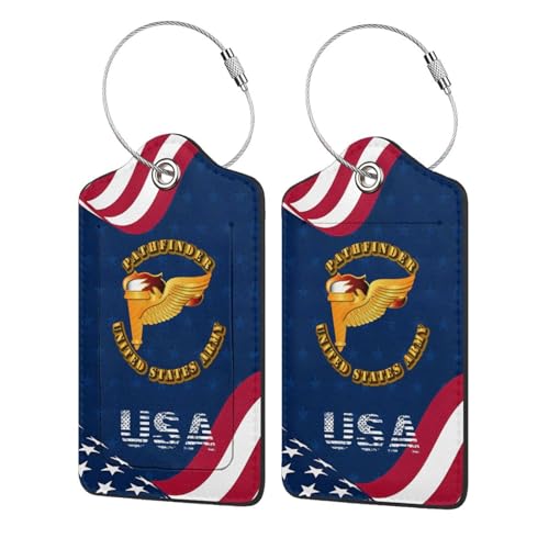 Pathfinder 2 Pcs Leather Baggage Bag Luggage Tags with Stainless Steel Loop and Travel Bag Cover