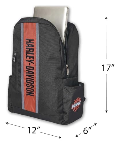 Harley-Davidson Classic Iconic H-D Sport Stripe Backpack, Rugged Polyester Black