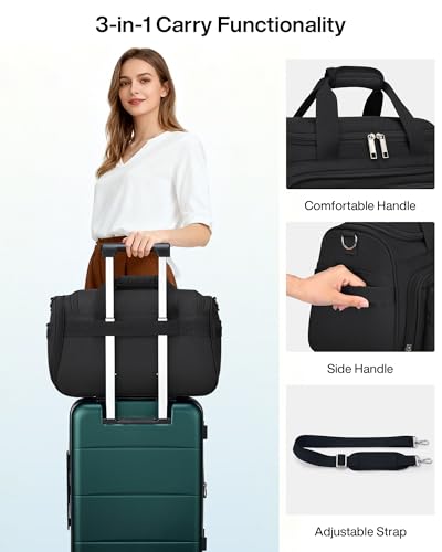 MILADA Underseat Carry On Luggage Bags for Travel Lightweight Foldable Carry On Bags for Airplanes Small Duffle Bag for Men Women TSA Approved Underseat Bag Travel Tote Bags, Black