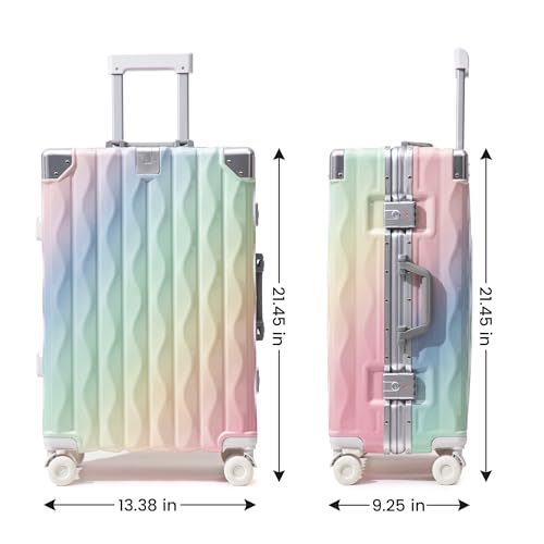 HEJIHUI 20 Inch Carry On Luggage with Spinner Wheels,Aluminum Frame PC Hard Shell Suitcase with USB Port,Lightweight Travel Luggage Airline Approved for Men Women, Colorful