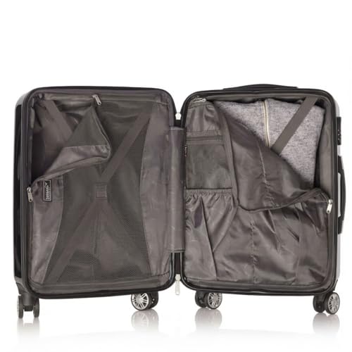 Gabbiano Macan 3 Piece PC Luggage Set – Expandable Hardshell Suitcase with Add-A-Bag Strap, TSA Lock & 8-Wheel Spinners – Lightweight (20" Carry On, 26" Medium, 30" Large) (Black, 3-Piece set)