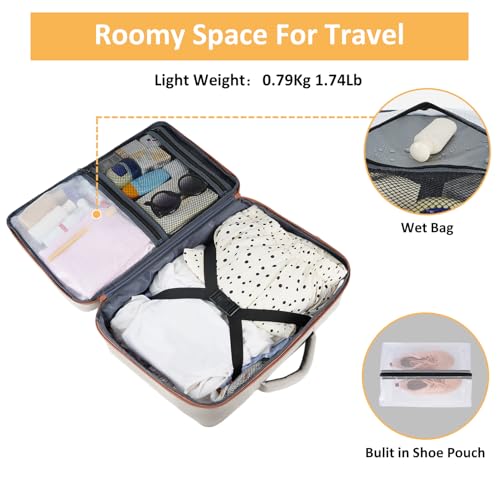 Taygeer Backpack for Women, College Backpack with Laptop Compartment & Shoe Pouch, 35l Travel Laptop Mochila Carry On Luggage, Airline Approved Personal Item Bag For Weekender Gym Hiking, Khaki White