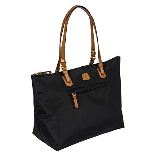 Bric's X-Collection Sportina Large 3-in-1 Tote Bag - Water-Resistant Recycled Nylon Travel Carry-On Bag with Adjustable Strap and Luggage Pass-Through - Detachable Pouch Included - Black