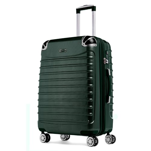 Gabbiano Vintage 3-Piece Luggage PC Hard Shell Set – Expandable Polycarbonate Luggage Set with Spinner Wheels, TSA Lock, Hardside Vintage Luggage Sets (Green, Medium 28")