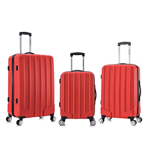 Rockland Santa Monica Hardside Spinner Wheel Luggage, RED, 19", 24", 28"