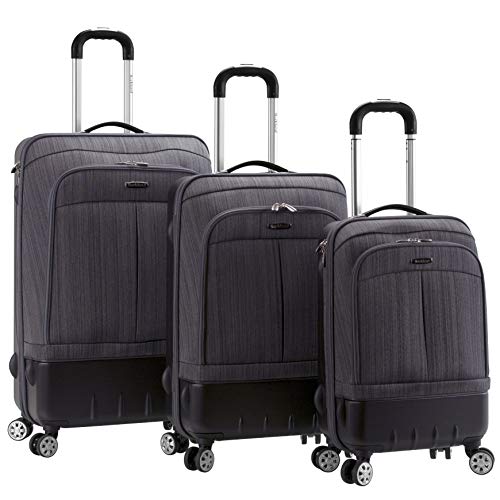 Rockland Milan Hybrid Spinner Wheel 3 Piece Luggage Set (20"/24"/28"), Brown