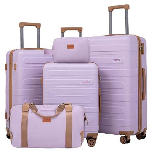Cobens Luggage Sets 5 Piece Durable Suitcase Set with Spinner Wheels, Hard Shell Carry on Luggage with TSA Lock, Large Checked Travel Suitcases for Men and Women