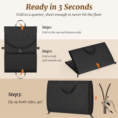 MISSLO 65" Garment Bags for Travel for Women with Loackabe-Self Zipper Waterproof Dress Bags for Gowns Long with Accessories Pockets Wedding Dress Bag Garment Covers for Hanging Clothes, Black