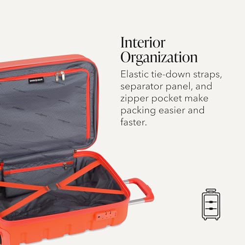 SWISSGEAR Signature Hardside Expandable Carry-On Spinner Luggage, ABS Construction, TSA-Friendly Lock, and Built-In Cupholder, Orange, 19-Inch