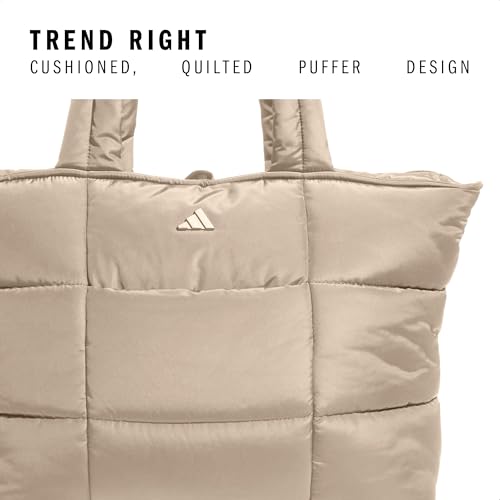 adidas Quilted Tote – Puffer Shoulder Bag, All Me/Crystal Linen Beige, OSFA