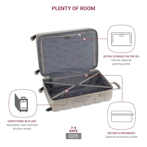 SwissGear 7366 Signature Hardside Expandable Luggage with Spinner Wheels, TSA Lock, Sand, Checked-Large 27-Inch