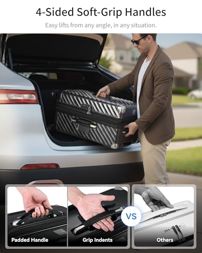 LUGGEX Trunk Luggage,KVT Expandable PC Hard Shell Large Checked 28 Inch Suitcase with Shock - Absorbing Wheels & TSA Lock(EX-Pro,Blue,28 inch,91L-105L)