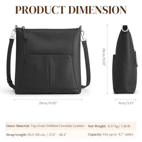 S-ZONE Leather Crossbody Bags for Women RFID Blocking Travel Purse Designer Shoulder Handbags Adjustable Strap