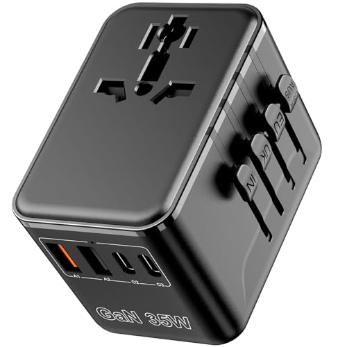 Universal Travel Adapter 35W GaN, 6-in-1 International Plug Power Adapter