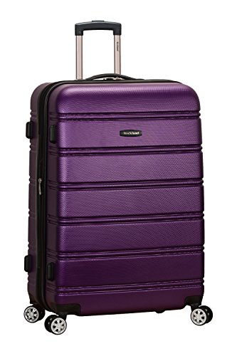 Rockland Melbourne Hardside Expandable Spinner Wheel Luggage, Checked Large 28", Purple