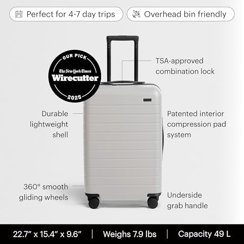 Away Bigger Carry-On Luggage - 23-Inch Lightweight Hardside Suitcase with 360° Spinner Wheels, Interior Compression System, TSA-Approved Lock - Cloud Gray