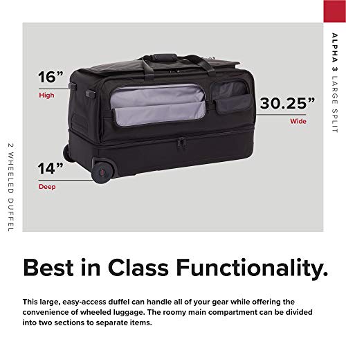 TUMI - Alpha Large Split 2-Wheeled Duffel - Men's Rolling Travel Bag with Split Compartments - Black