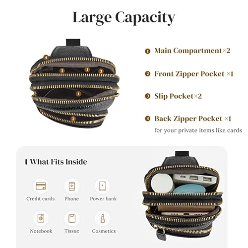 S-ZONE Genuine Leather RFID Blocking Small Sling Bag Women Crossbody Fanny Packs