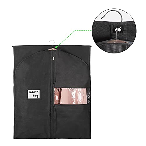 KEEGH Garment Bags for Hanging Clothes 60" (Set of 10) Dress Bags for Gowns Long Dress Bags for Closet Storage with Zipper and Eye-Hole for Folding for Suit Coats Dresses, Black