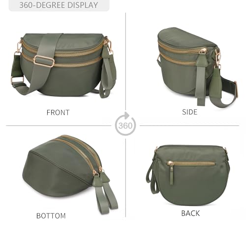 Crossbody Bum Bags for Women Pure Colour Spacious Trendy Sling Bag Nylon Fanny Pack Shoulder Bag for Travel